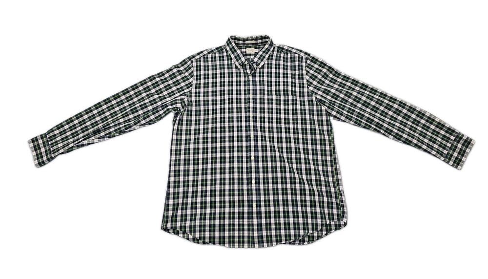 J Crew Mens XXLT Long Sleeve Button Down Classic Flex Oxford Shirt PLAID CHECK